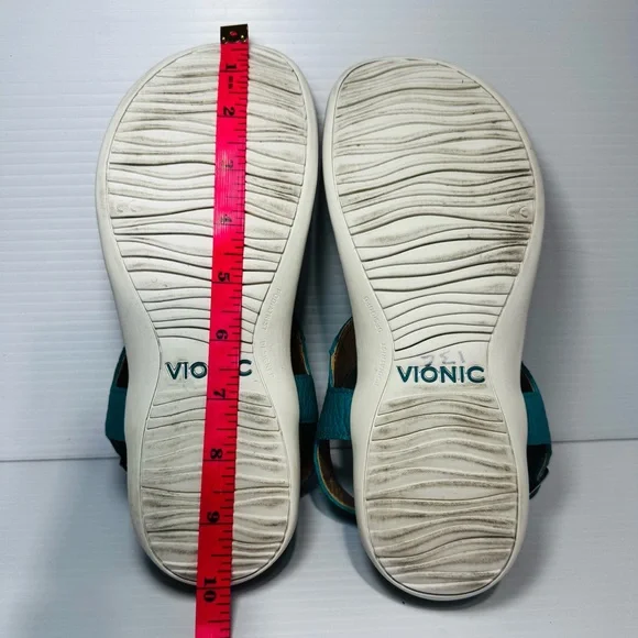 Vionic Terra Women's Teal Leather Sandals Size 7.5 - Picture 13 of 13